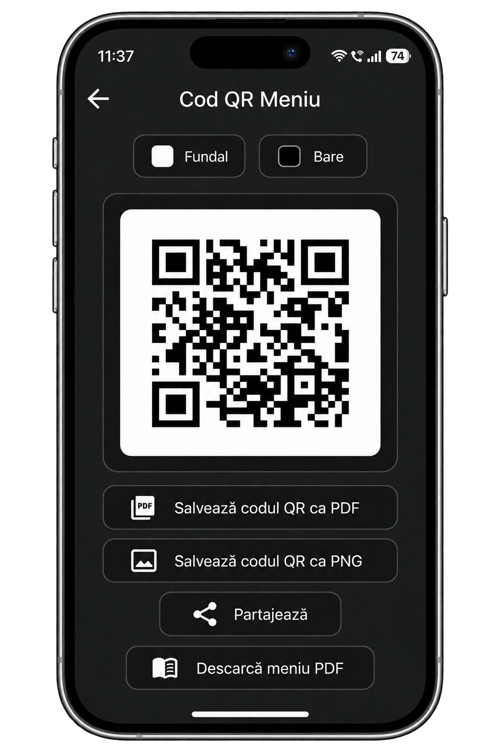Cod QR pentru meniu